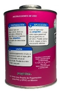 Imagen 3 de 3 de Pegalon Pvc Para Uso Hidráulico 1 Bote De 980 Ml