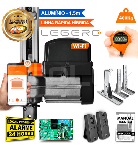 Kit Motor Eletrônico Ppa Bv 1/2 Wifi Legero Sup Portão 400kg