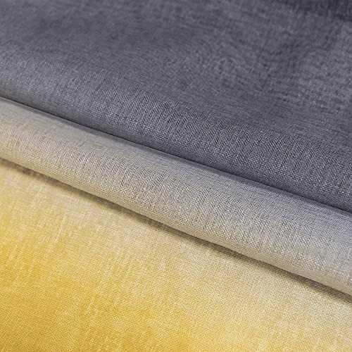 Cortinas Cocina Amarillo Limón Y Gris, Ventana Baño 107 X 11