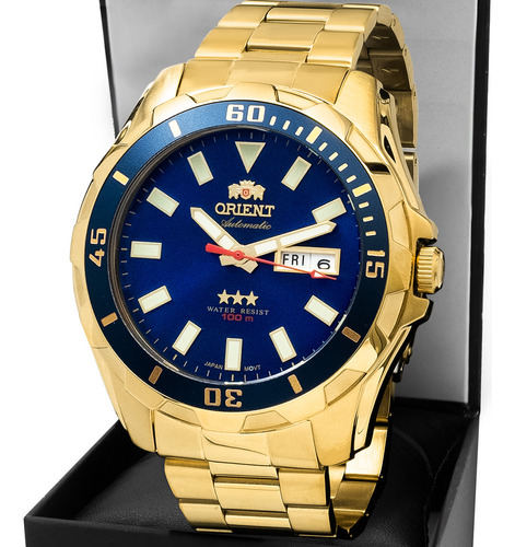 Relógio Orient 469gp078f D1kx Masculino Dourado Azul