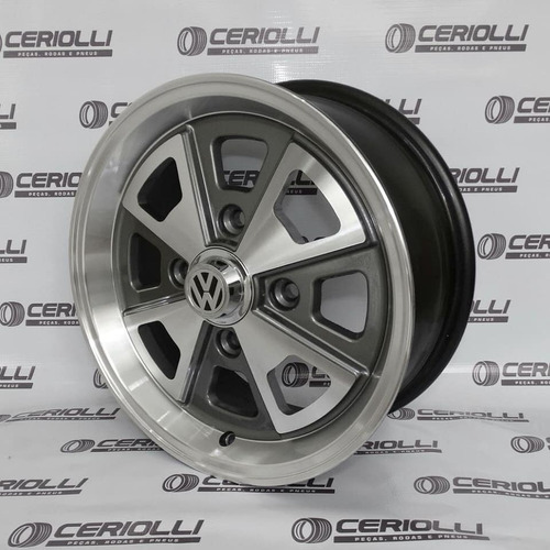 Roda Aro 15x6 Porsche Vw Fusca 4x130 R84 Kr ( Unidade ) Cor Grafite Diamantado