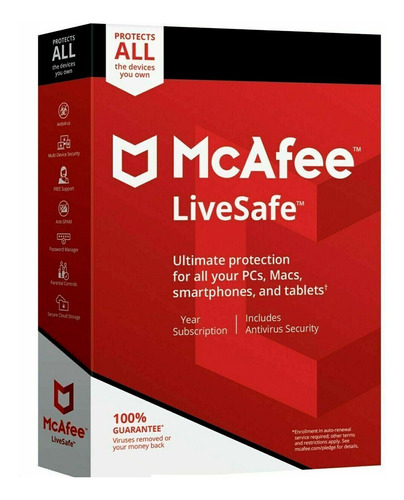 Mcafee Livesafe Unlimited - Dispositivos Ilimitados - 1 Año