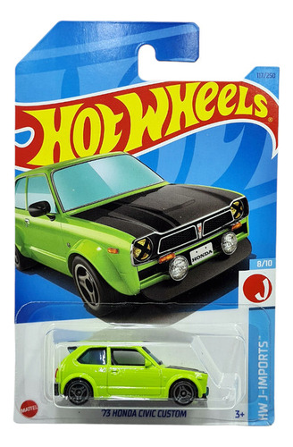 Hot Wheels 2023 '73 Honda Civic Custom #117 Hw J-imports Verde Lima