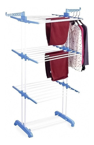Tendedero Organizador Colgador Ropa Plegable 3 Niveles Blanco
