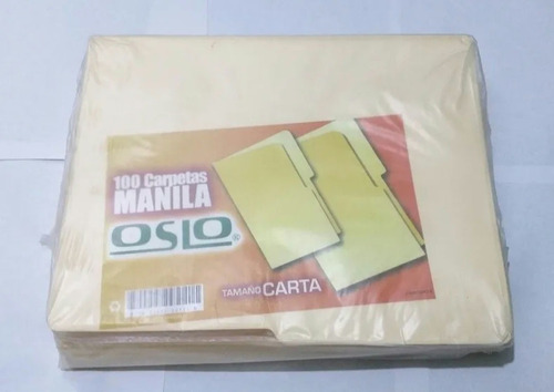 Paquete Carpetas Amarillas Manilla Oslo Carta 100 Unidades