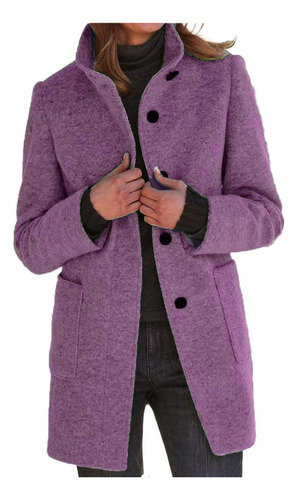 Abrigo De Lana De Otoño E Invierno Con Cuello Alto Retro