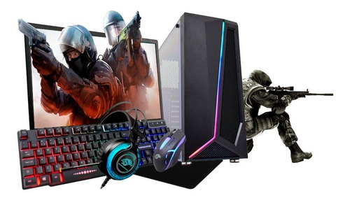 Imagem 1 de 8 de Pc Gamer Core I5 8gb Ssd Geforce Tela19 Kit Gamer Completo!