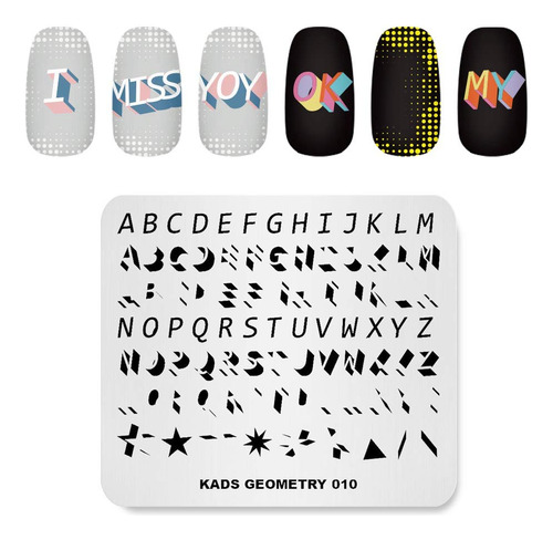Nail Stamping Plate Fashion Geometry Words Letters Stars Pat