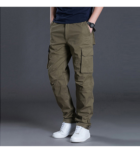 Calças Cargo Masculinas De Algodão Com Vários Bolsos
