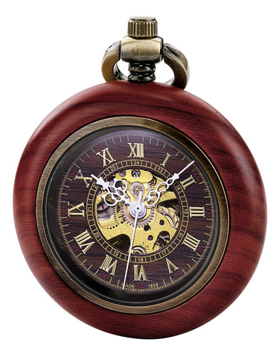 Treeweto Reloj De Bolsillo Mecanico De Madera Vintage Para H