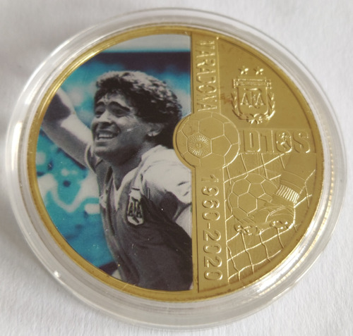 Moneda Medalla Conmemorativa Maradona 2020, En Cápsula (2)