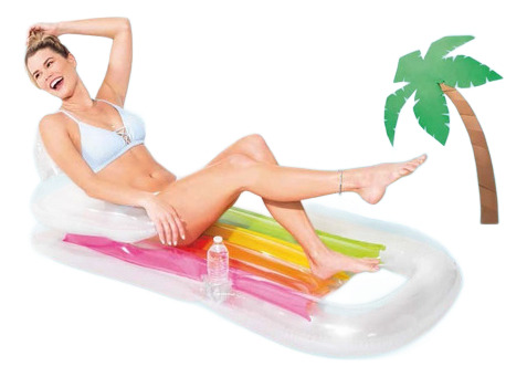Inflable Alberca Camastro Flotante Colorido Blanco