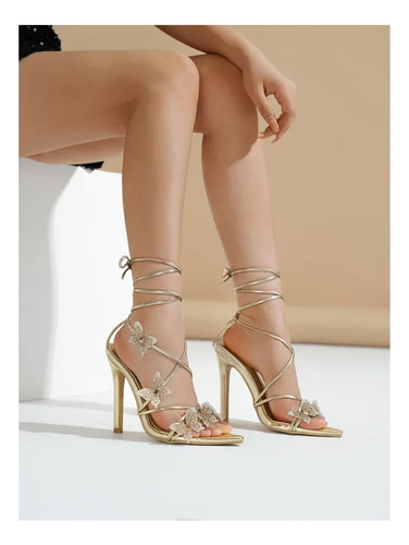 Sandalias De Tacón Alto Con Tiras De Verano Para Mujer