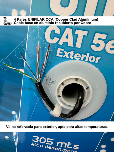 Imagen 6 de 7 de Bobina Cable Red Utp Cat5e Exterior Rollo Vaina Caja 305mts