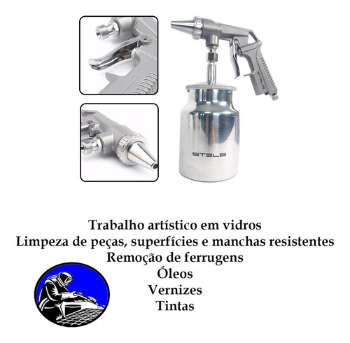 Pistola Jateamento Sucção + 5 Kg Óxido De Alumínio + Mascara