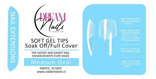 Tips Soft Gel - Medium Oval - Dream Nails (500pcs)
