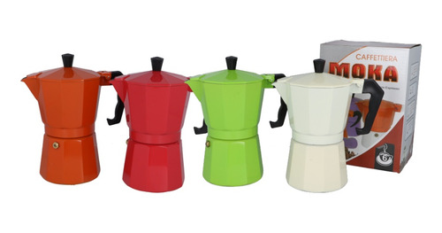 Cafetera Color De Aluminio Tipo Italiana 6 Tazas 4 Colores