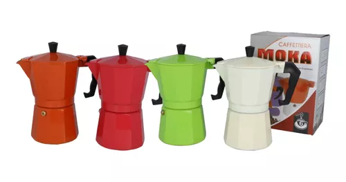 Cafetera Italiana 3 tazas (Colores disponibles: plata, roja, verde
