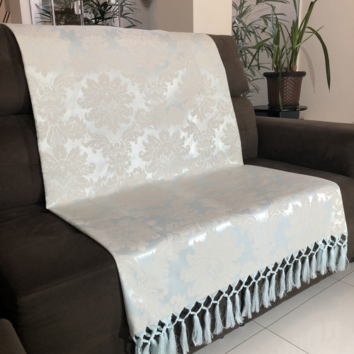 Manta Decorativa Jacquard Para Sofá 190x140cm Escolha Cor Azul Bebê Ccom Bege Desenho