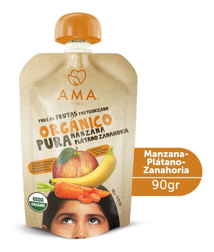 Ama Pure Manzana Platano Zanahoria Organico 90 G