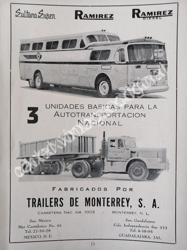 Cartel Trailers Ramirez, Trailers De Monterrey S.a 1959