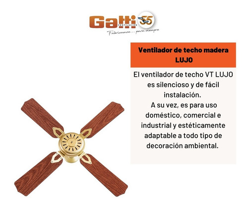 Imagen 4 de 10 de Ventilador De Techo Madera Nacional C/ Rulemanes Gatti Vent.