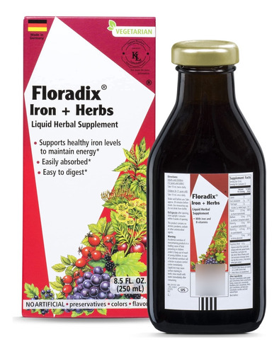 Floradix, Suplemento Liquido Vegetariano Iron & Herbs, Apoyo