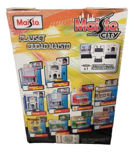 Maisto City Construye Tu Cuidad Jugueteria + Dodge Chalenger Color Amarillo