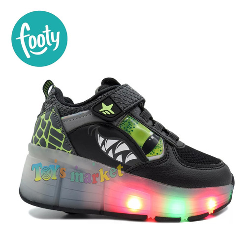 Zapatillas Footy Con Ruedas Roller Luces Led Recargables Usb