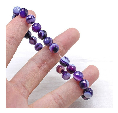 Imagen 4 de 6 de Pulsera De Piedra Natural Purpura Espectacular