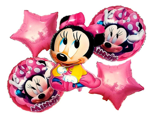 Bouquet Kit De Globos Baby Minnie Mickey Mouse Rosada