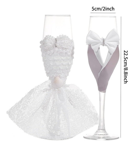 Set 2 Copas Brindis Boda Novios Padrinos Champán Color Transparente