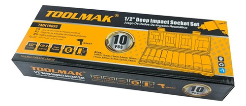 Juego Caja Dados Impacto 1/2 Pulgada 10 Piezas Toolmak