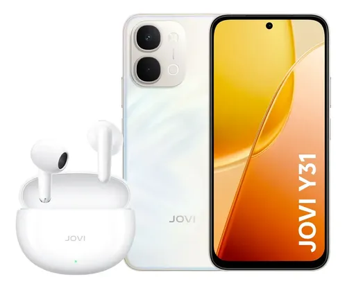 Kit Jovi: Smartphone Y31 Branco 256gb 8+8gb Ram Câmera 50mp + Fone Bluetooth Buds Air3 50h Ruído Branco