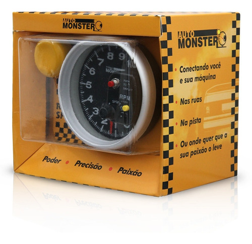 Conta Giro Velocimetro Automotivo Rpm Monster Led 7 Cores Preto Prata