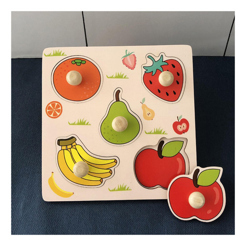 Tablero De Madera Con Clavijas Para Rompecabezas, Fruta