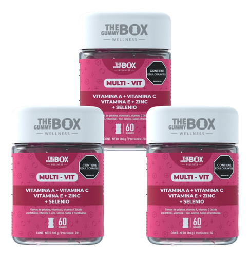 The Gummy Box Multi-vit Vitaminas C, A, D3, E, B12 210grs X3 Uds