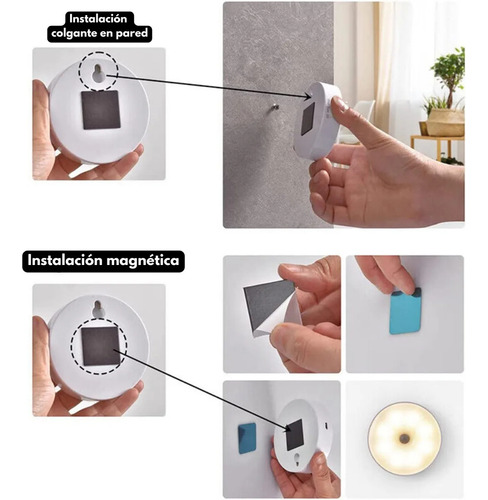 Luz Led Con Sensor Movimiento Recargable Usb Adhesiva Iman Interior Clóset Escalera Noche Emergencia Luz Nocturna Automática Pared Techo 100° Blanca
