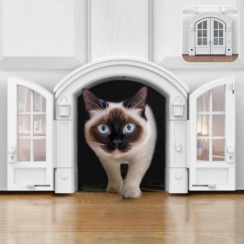 Purrfect Portal French Cat Door - Elegante Puerta Interior D