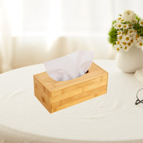 Caja De Pañuelos De Bambú, Caja De Tejido Rectangular De L