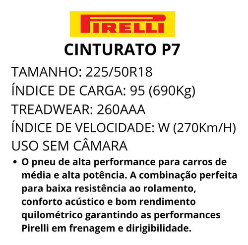 Kit 2 Pneu 225/50r18 Cinturato P7 Run Flat Pirelli 95w