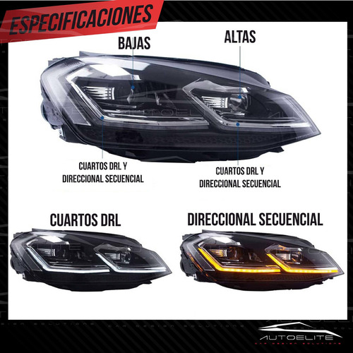 Faros Led Vw Golf 7 Mk7.5 Tipo R Xenon Drl Plug N Play 2018-