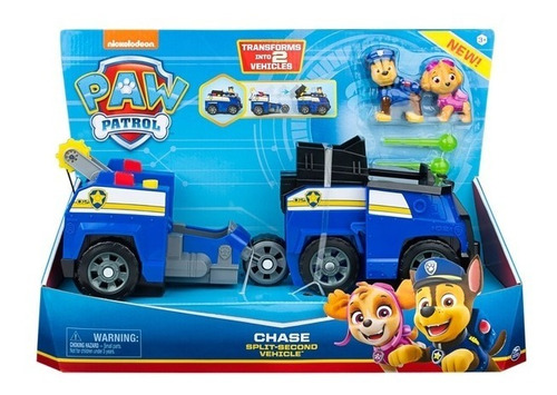 Paw Patrol Chase Vehiculo Doble Split Second Vehicle