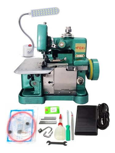 Maquina Costura Overlock C/ Motor + Led + Pedal Eletrônico Cor Verde 110v