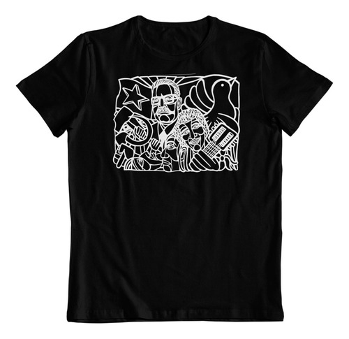 Polera Negra Algodon - Dtf - Salvador Allende Victor Jara