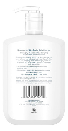 Limpiador Neutrogena Ultra Gentle Daily 355 Ml Para Personas