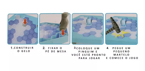 Jogo Pinguim Martelo Quebra Gelo Blocos Diversão