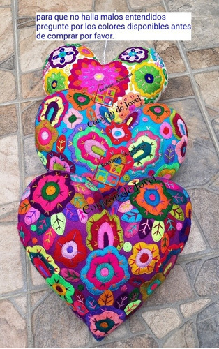 Corazón Artesanal Bordado A Mano 40 Cm -chiapas