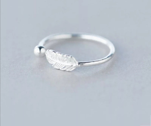 Anillo Plata Esterlina 925 Pluma Abierto