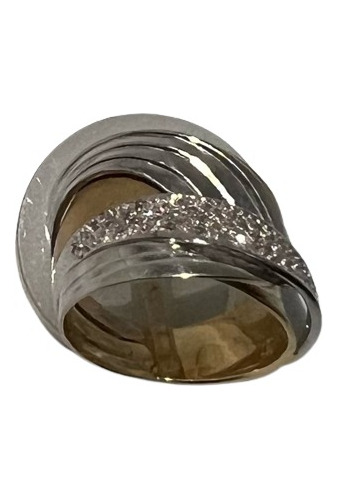J R Joalheiro Anel De Ouro E Ouro Branco 18k Com Diamantes.
